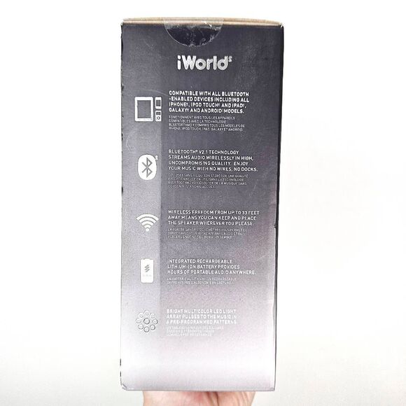 NIB iWorld Rave Wireless Speaker Light Up Long Range Bluetooth Music Anywhere - Picture 2 of 4